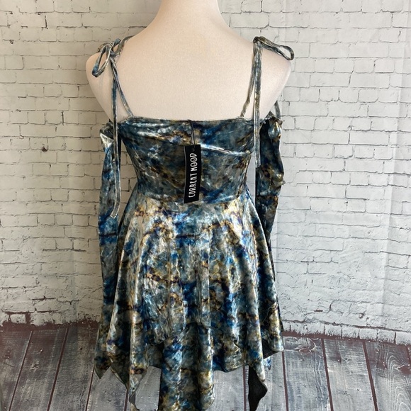 Current Mood NWT F is for Fairies Tie Dye Velvet Handkerchief Dress S Dolls Kill - Picture 2 of 16